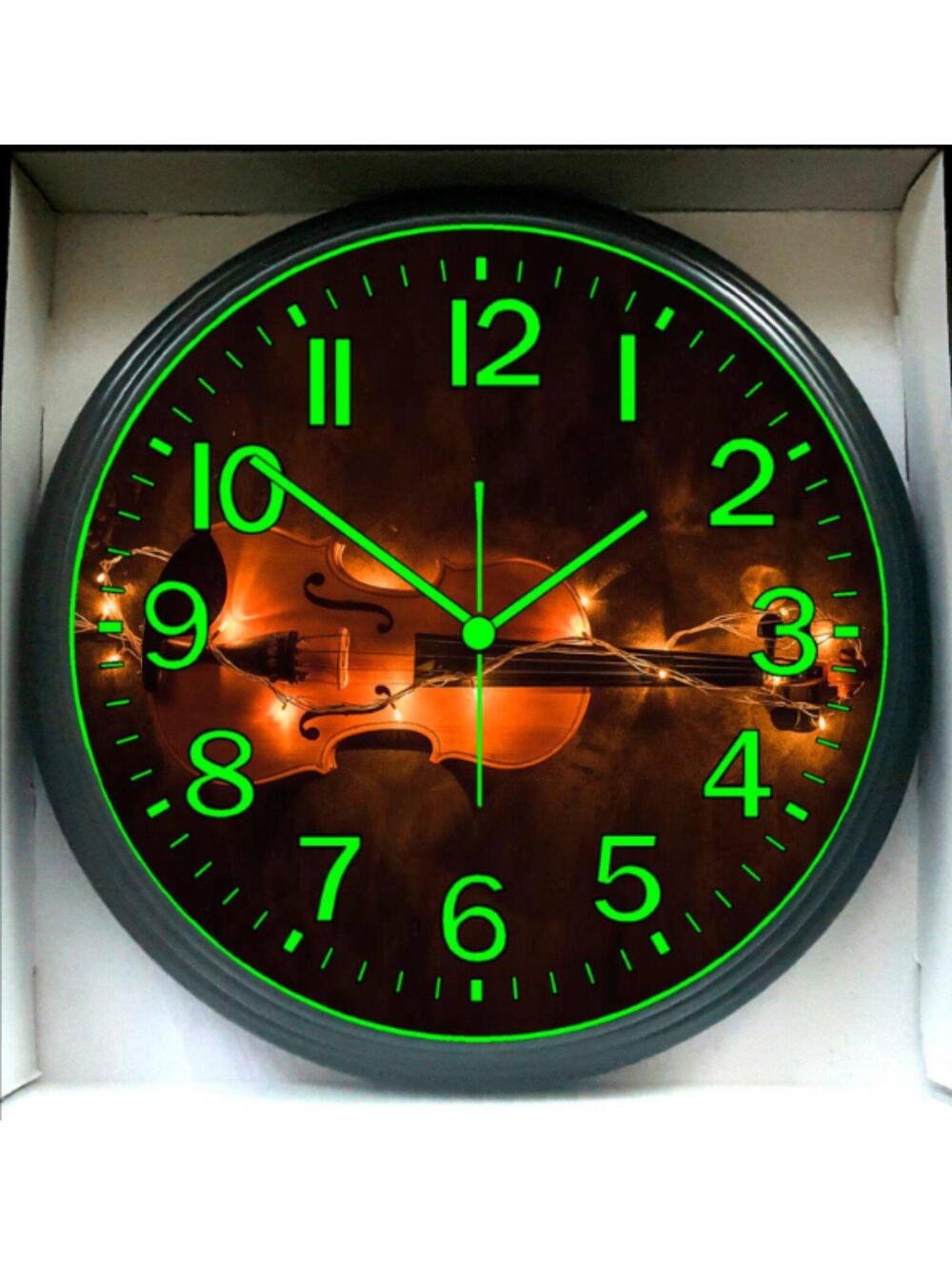 Violin Music Studio Lounge Wall Clock Glow In The Dark New Violinist Wall Clock